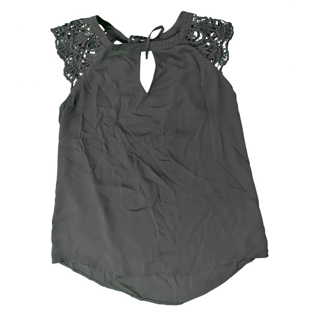 Express Black Cap Sleeve Blouse with Tie back neck